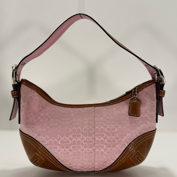 COACH VINTAGE Y2K Hobo Pink and Brown Women's Bag Signature Canvas Leather - Picture 2 of 11